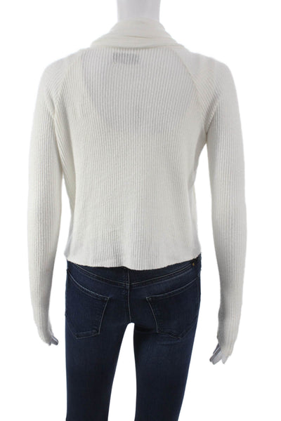 Joah Brown Women Cardigan Collared Long Sleeve White Size One Size