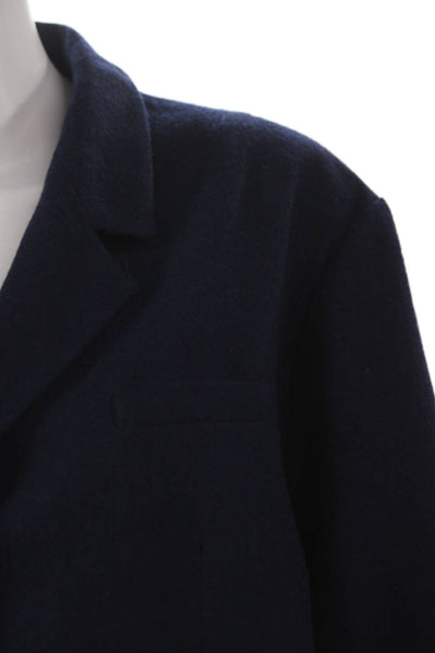 Quince Women Basic Jacket Blue Recycled Wool Blend Button Long Sleeve Size XL