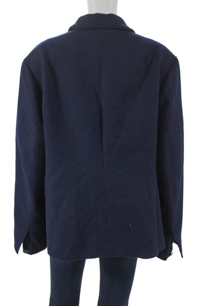 Quince Women Basic Jacket Blue Recycled Wool Blend Button Long Sleeve Size XL