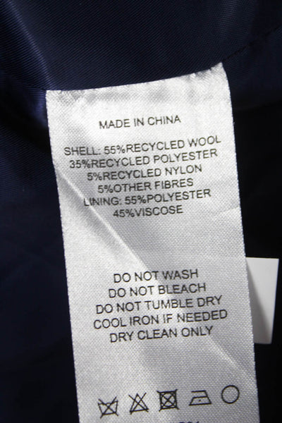 Quince Women Basic Jacket Blue Recycled Wool Blend Button Long Sleeve Size XL