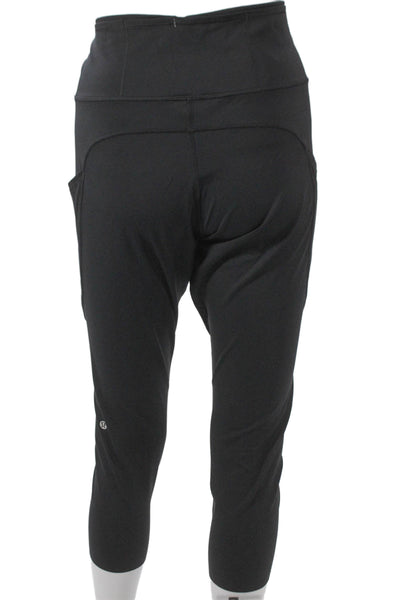 Lululemon Women Cropped Leggings Black Polyester Size 16