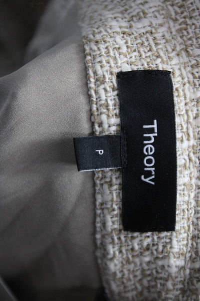 Theory Womens Tunic Button-Up Collared Cotton Short Sleeve Beige Size PP