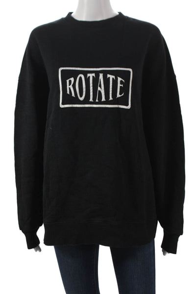 ROTATE Womens Pullover Sweatshirt Black Cotton Long Sleeve Size S