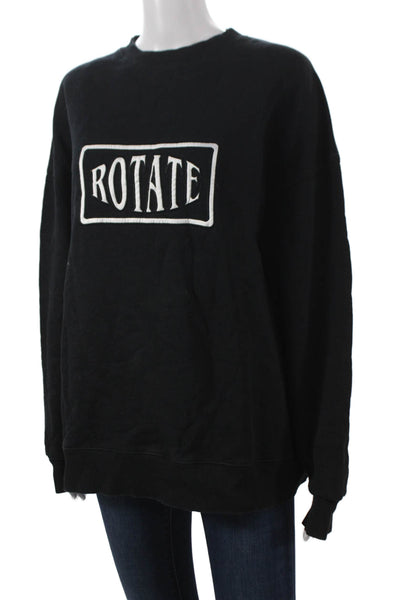 ROTATE Womens Pullover Sweatshirt Black Cotton Long Sleeve Size S