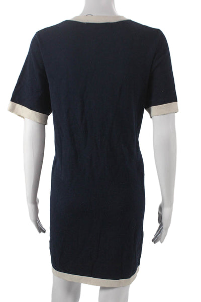 Zara Women Sweater Dress Blue Viscose Short Sleeve Crew Neck Pullover Size L