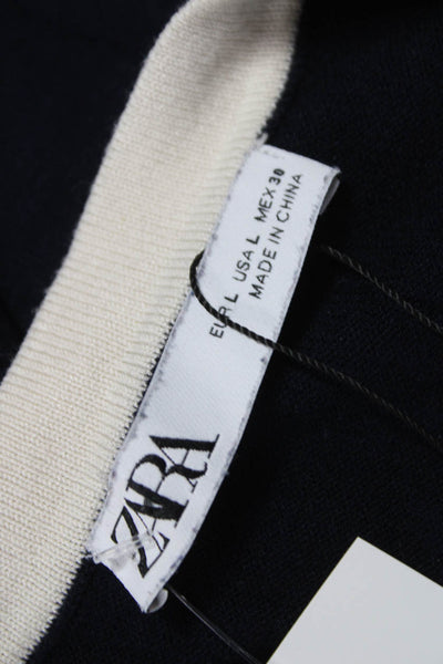 Zara Women Sweater Dress Blue Viscose Short Sleeve Crew Neck Pullover Size L