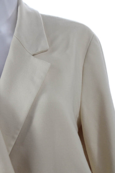 Zara Women Ivory Coat Button Long Sleeve 100% Acetate Size M
