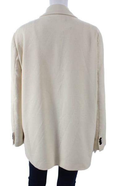 Zara Women Ivory Coat Button Long Sleeve 100% Acetate Size M