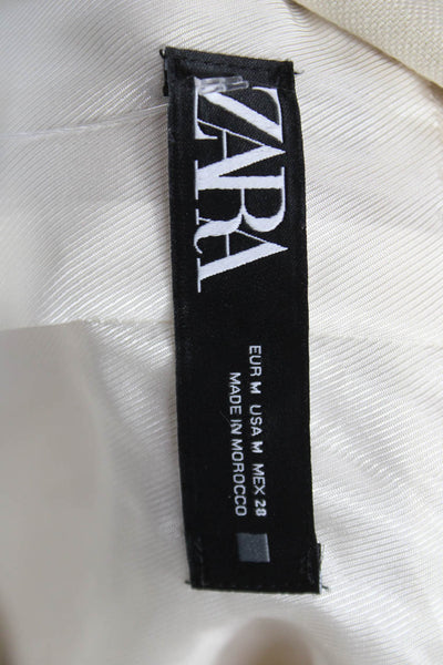 Zara Women Ivory Coat Button Long Sleeve 100% Acetate Size M