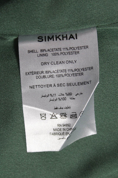 Simkhai Women Green Bodycon Halter Midi Dress Zip Sleeveless Acetate Size 6