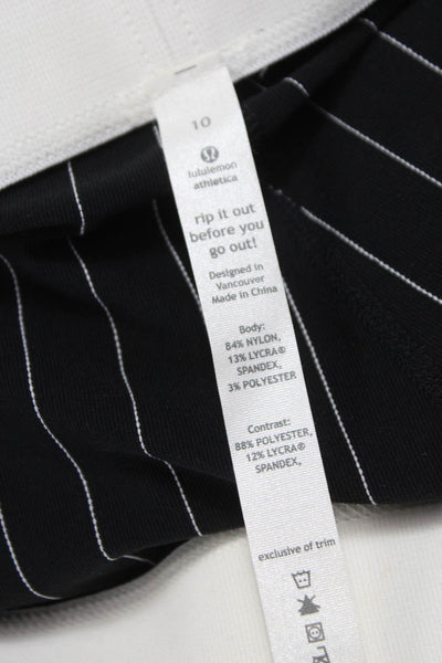 Lululemon Womens Cropped Pinstripe Nylon Leggings Black Pull On Size 10