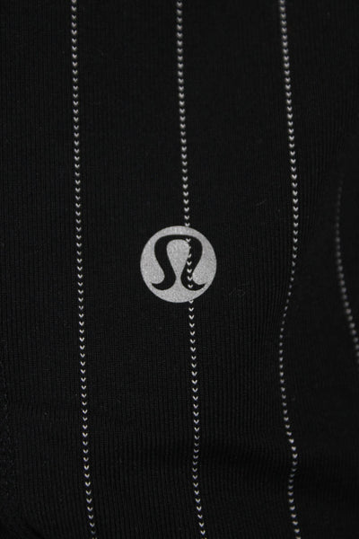 Lululemon Womens Cropped Pinstripe Nylon Leggings Black Pull On Size 10