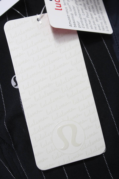 Lululemon Womens Cropped Pinstripe Nylon Leggings Black Pull On Size 10