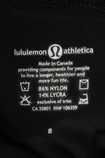 Lululemon Womens Black Capri Pants 86% Nylon 14% Lycra Pull On Size 8