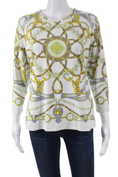 J. Mclaughlin Womens Classic Nautical Multi Crew 3/4 Sleeve Tee Size M