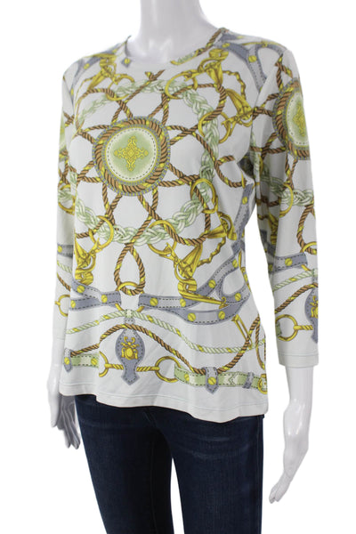 J. Mclaughlin Womens Classic Nautical Multi Crew 3/4 Sleeve Tee Size M