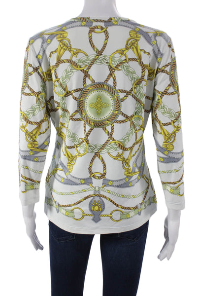 J. Mclaughlin Womens Classic Nautical Multi Crew 3/4 Sleeve Tee Size M