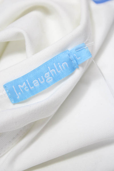 J. Mclaughlin Women Basic White Nylon T-Shirt 3/4 Sleeve Round Neck Size L