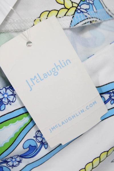 J. Mclaughlin Women Basic Blouse White Boat Neck 3/4 Sleeve Geometric Size L