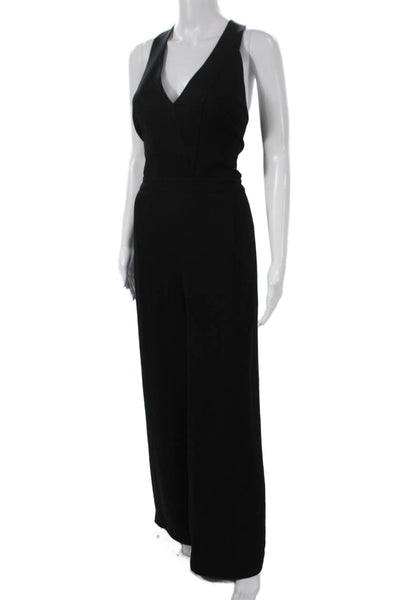 BCBG Max Azria Women Jumpsuit Black V-Neck Sleeveless Triacetate Size L