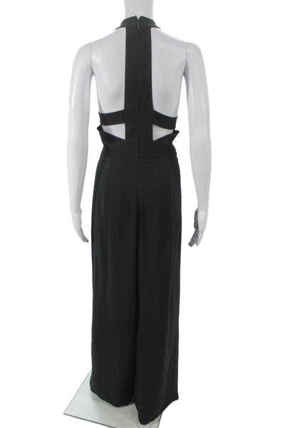 BCBG Max Azria Women Jumpsuit Black V-Neck Sleeveless Triacetate Size L