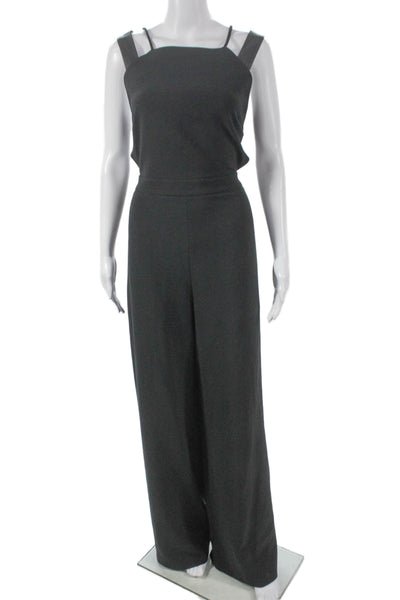 BCBG Max Azria Womens Sleeveless Square Neck Black Jumpsuit Zip Size L