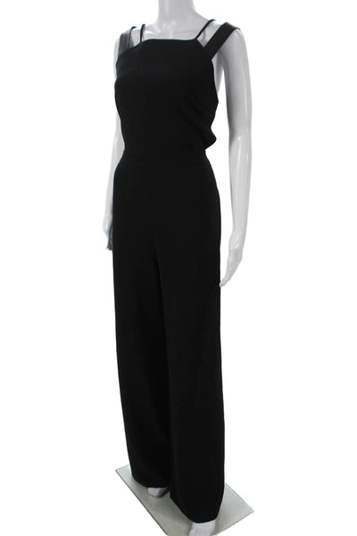 BCBG Max Azria Womens Sleeveless Square Neck Black Jumpsuit Zip Size L