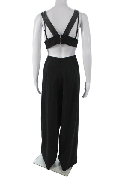 BCBG Max Azria Womens Sleeveless Square Neck Black Jumpsuit Zip Size L