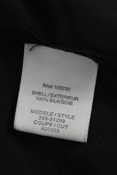 Joie Women Silk Collared Blouse Black 3/4 Sleeve Basic Size S
