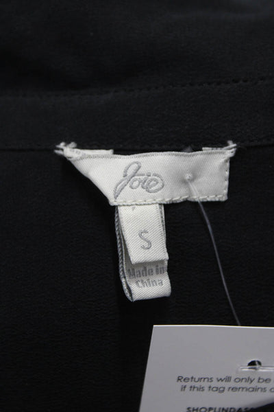 Joie Women Silk Collared Blouse Black 3/4 Sleeve Basic Size S