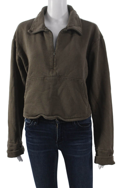 Joah Brown Womens Pullover Collared Cotton Long Sleeve Brown Size L