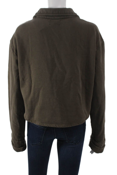 Joah Brown Womens Pullover Collared Cotton Long Sleeve Brown Size L