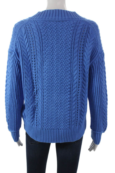 J Crew Womens V Neck Pullover Sweater Blue Cotton Long Sleeve Size M