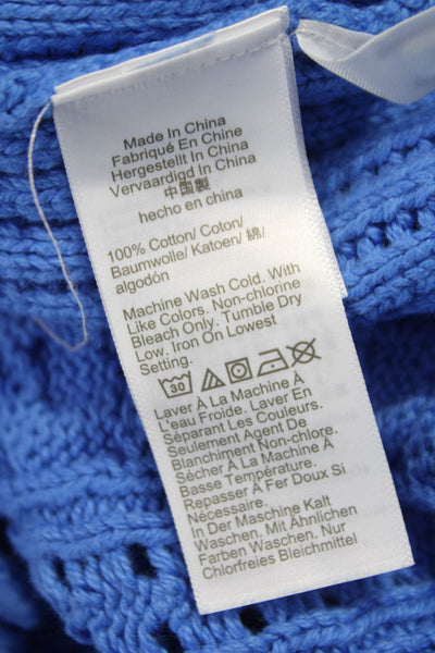 J Crew Womens V Neck Pullover Sweater Blue Cotton Long Sleeve Size M
