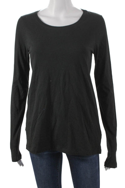 ATM Womens Petite Basic Black Cotton Crew Neck Long Sleeve T Shirt Size S