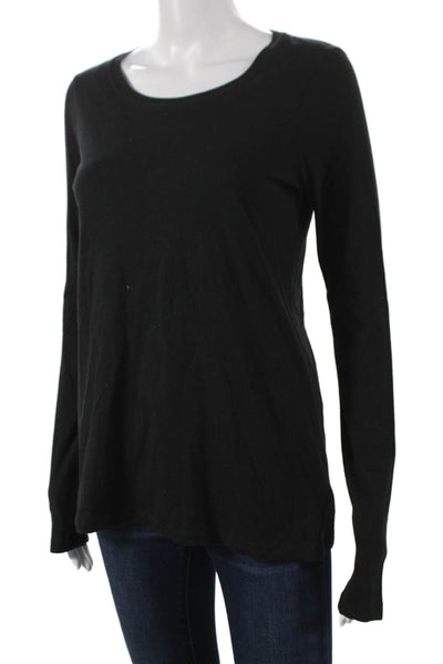 ATM Womens Petite Basic Black Cotton Crew Neck Long Sleeve T Shirt Size S