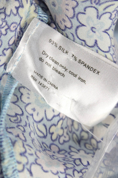 Frankies Bikinis Women Floral Silk Blend Collared Short Sleeve Button-Up Size M