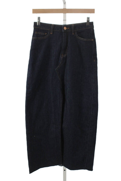 Zara Women Straight Pencil Skirt Blue Cotton Long Size XS