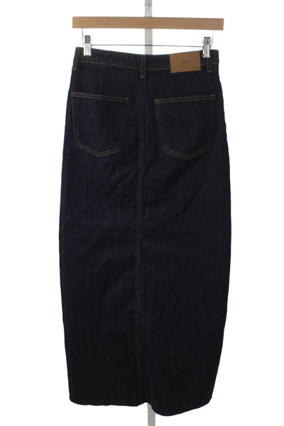 Zara Women Straight Pencil Skirt Blue Cotton Long Size XS