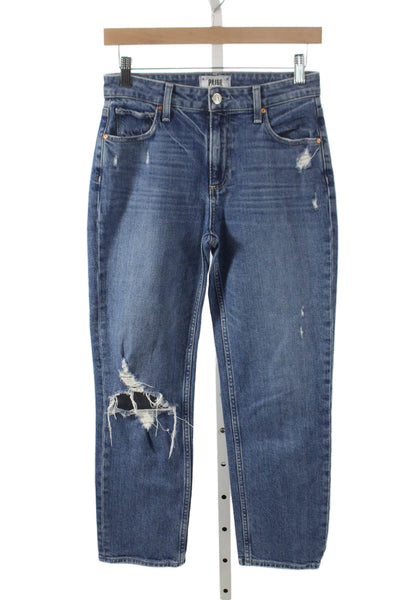 Paige Women Straight Jeans Blue Low Rise Button Fly Size 25