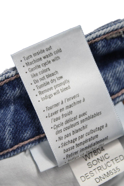 Paige Women Straight Jeans Blue Low Rise Button Fly Size 25