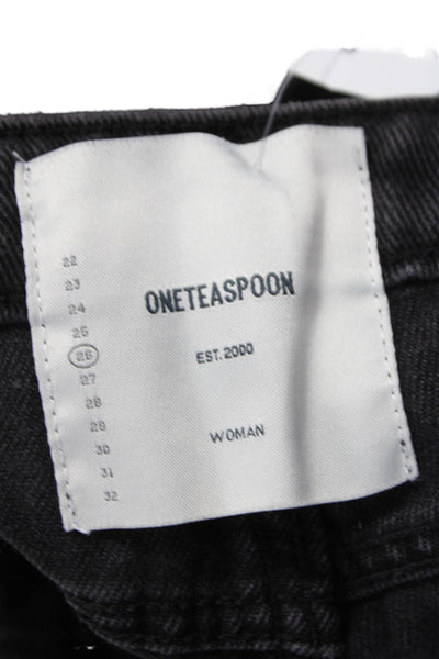 One Teaspoon Women Cut-Off Shorts Black 100% Cotton Button Size 26