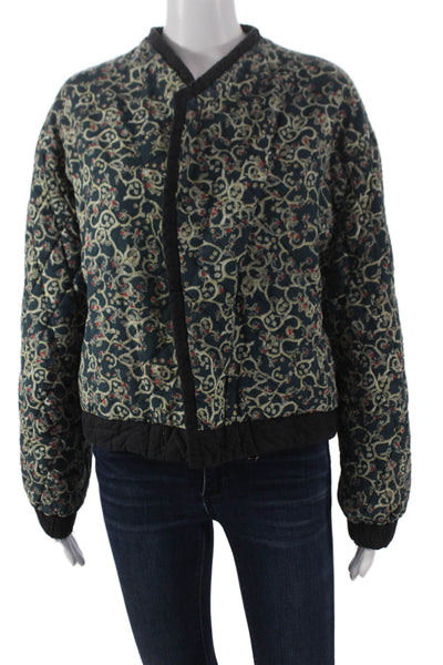 Isabel Marant Etoile Womens Quilted Floral Cotton Jacket Green Size 38