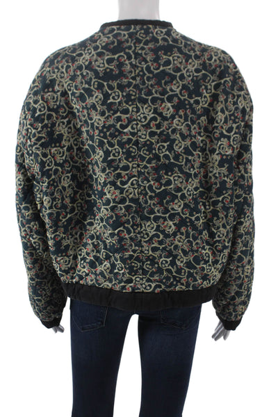 Isabel Marant Etoile Womens Quilted Floral Cotton Jacket Green Size 38