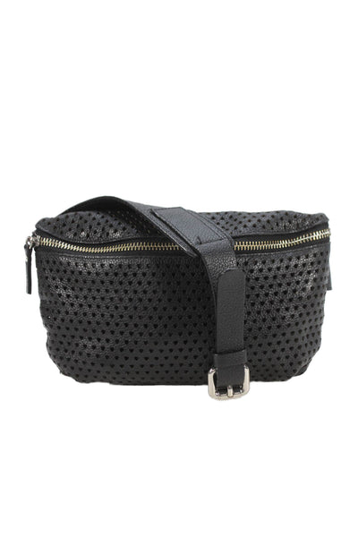 Rachel Comey Womens Perforated Leather Zipper Front Belt Bag Black