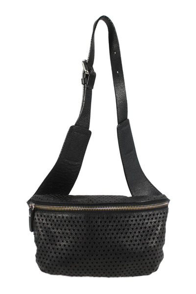 Rachel Comey Womens Perforated Leather Zipper Front Belt Bag Black