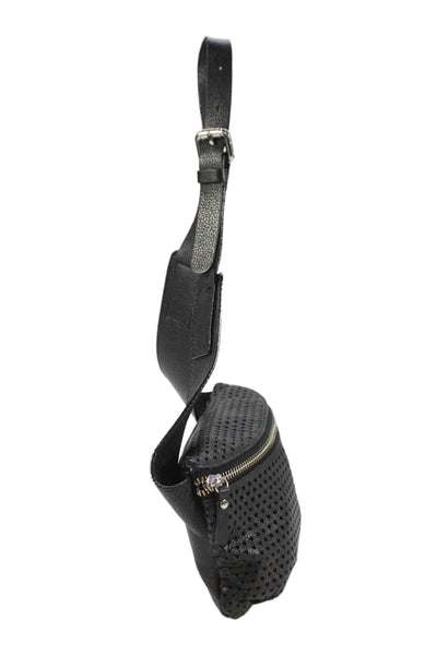 Rachel Comey Womens Perforated Leather Zipper Front Belt Bag Black
