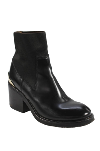 ACNE Studios Womens Patent Leather Gold Tone Ankle Boots Black Size 40 10