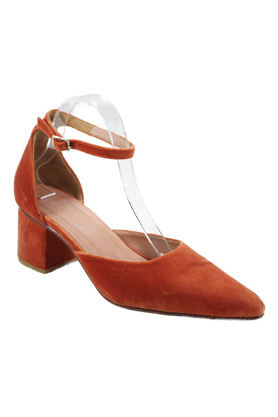 Rachel Comey Womens Velvet Ankle Strap Pointed Toe Pumps Orange Size 40 10