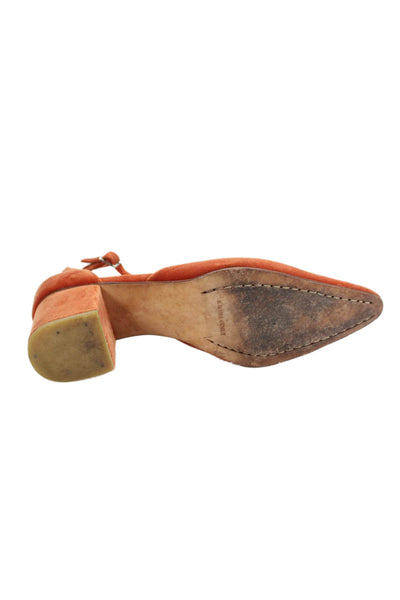 Rachel Comey Womens Velvet Ankle Strap Pointed Toe Pumps Orange Size 40 10